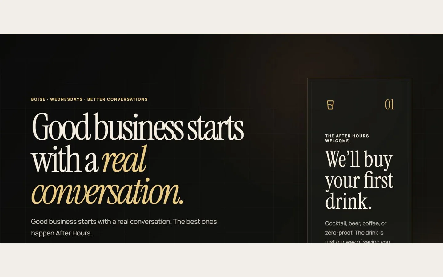 After Hours website for a Boise business networking group